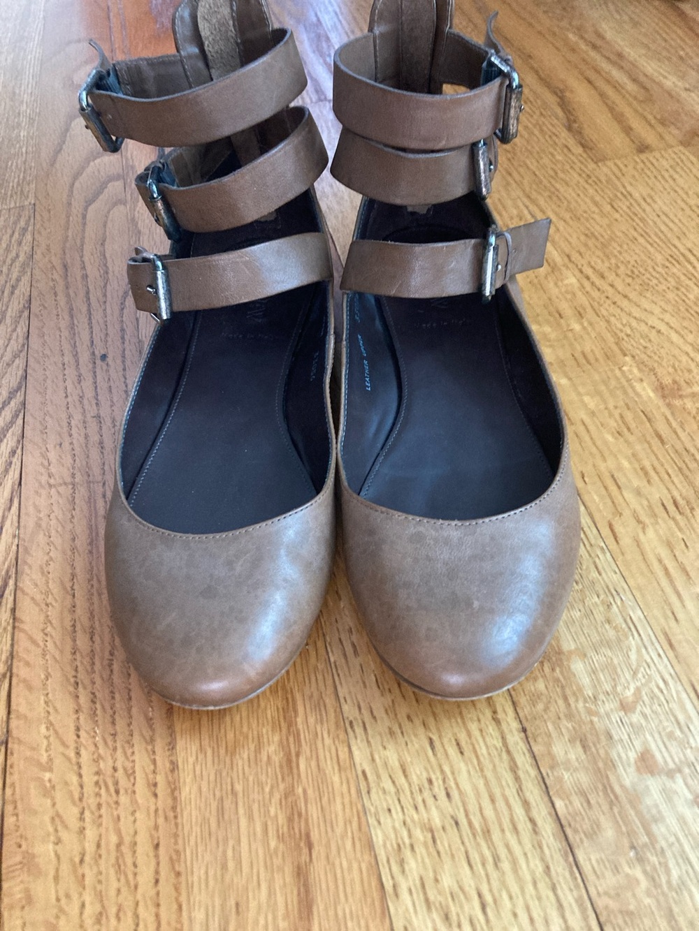 Women's Brown Strappy Ankle Buckle Flats j crew